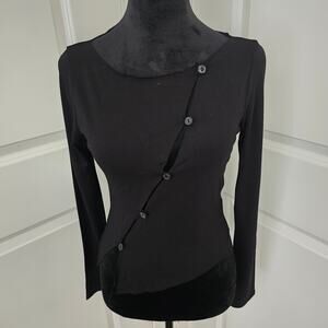 NWT Women's Forever 21 Black Cut Out Asymmetrical Button Accent Top Size M